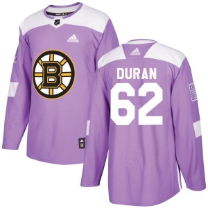 Men's Boston Bruins Riley Duran Adidas Authentic Fights Cancer Practice Jersey - Purple