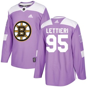 Men's Boston Bruins Vinni Lettieri Adidas Authentic Fights Cancer Practice Jersey - Purple