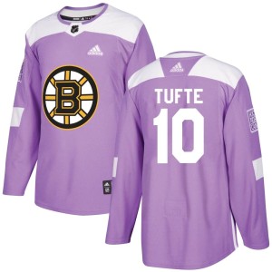 Men's Boston Bruins Riley Tufte Adidas Authentic Fights Cancer Practice Jersey - Purple