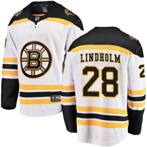 Youth Boston Bruins Elias Lindholm Fanatics Branded Breakaway Away Jersey - White