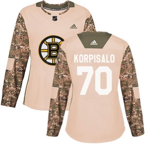 Women's Boston Bruins Joonas Korpisalo Adidas Authentic Veterans Day Practice Jersey - Camo