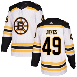 Youth Boston Bruins Max Jones Adidas Authentic Away Jersey - White