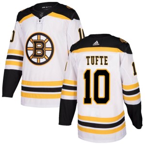 Youth Boston Bruins Riley Tufte Adidas Authentic Away Jersey - White