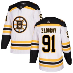 Youth Boston Bruins Nikita Zadorov Adidas Authentic Away Jersey - White