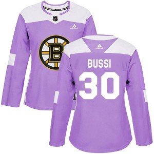 Women's Boston Bruins Brandon Bussi Adidas Authentic Fights Cancer Practice Jersey - Purple