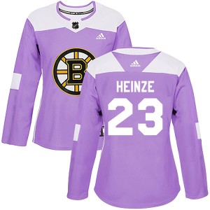 Women's Boston Bruins Steve Heinze Adidas Authentic Fights Cancer Practice Jersey - Purple