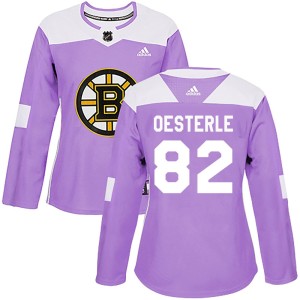 Women's Boston Bruins Jordan Oesterle Adidas Authentic Fights Cancer Practice Jersey - Purple