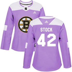 Women's Boston Bruins Pj Stock Adidas Authentic Fights Cancer Practice Jersey - Purple