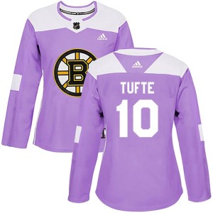 Women's Boston Bruins Riley Tufte Adidas Authentic Fights Cancer Practice Jersey - Purple