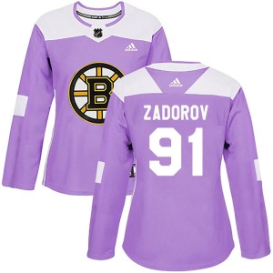 Women's Boston Bruins Nikita Zadorov Adidas Authentic Fights Cancer Practice Jersey - Purple