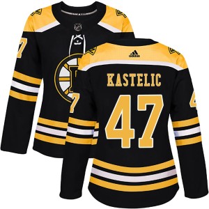 Women's Boston Bruins Mark Kastelic Adidas Authentic Home Jersey - Black