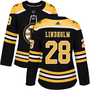 Women's Boston Bruins Elias Lindholm Adidas Authentic Home Jersey - Black