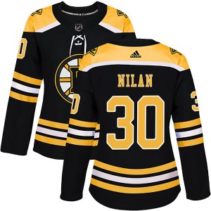 Women's Boston Bruins Chris Nilan Adidas Authentic Home Jersey - Black