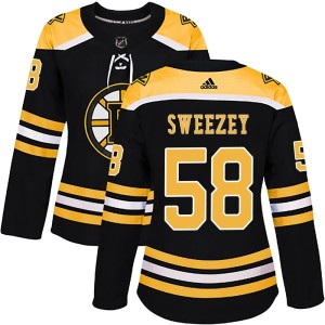 Women's Boston Bruins Billy Sweezey Adidas Authentic Home Jersey - Black